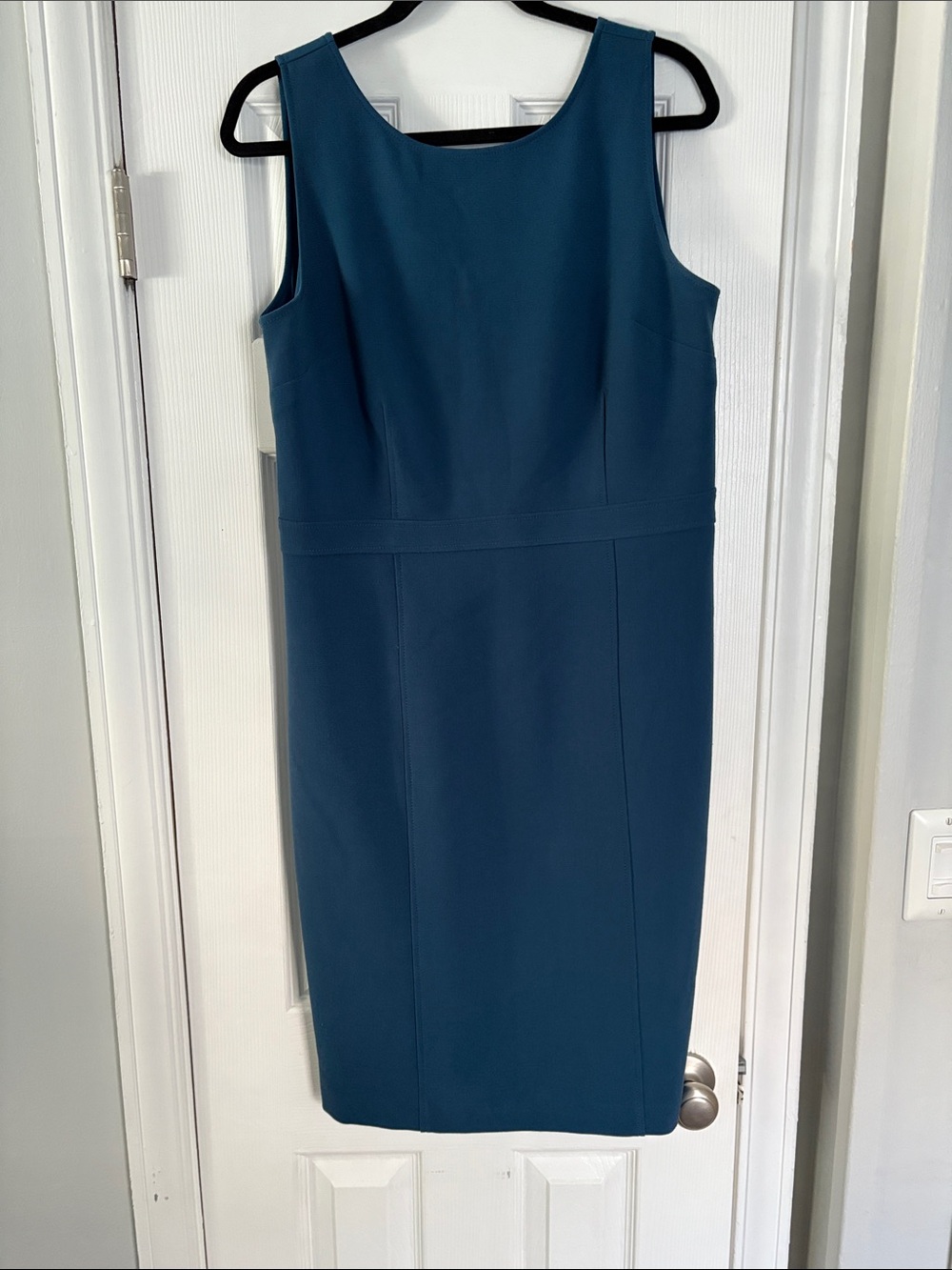 Ann Taylor Teal Blue Sleeveless Classic Square Sheath Dress Size 12T Tall Long - Picture 2 of 7